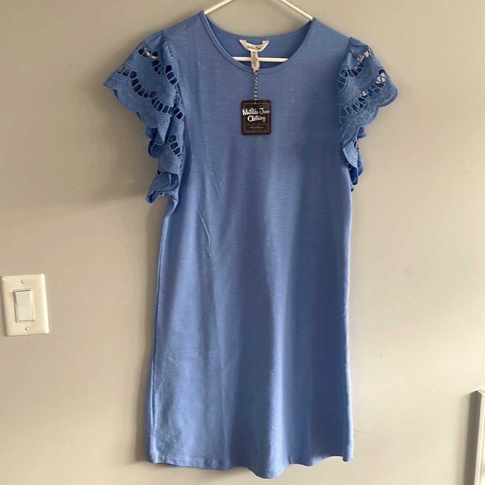 Matilda Jane Lavender Dress with Lace Sleeves - Picture 2 of 7